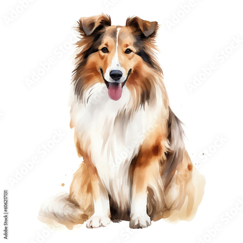 Generative AI Border Collie Animal dog watercolor illustration isolated on white background vector