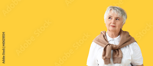 Thoughtful senior woman on ...