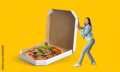 Cardboard box with tasty pi...