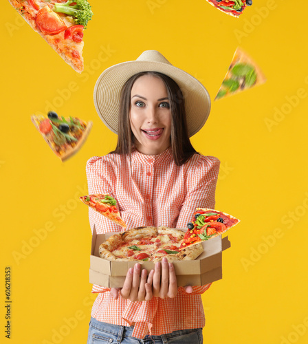 Pretty young woman with tas...