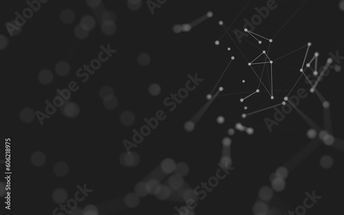 Abstract background. Molecules technology with polygonal shapes, connecting dots and lines. Connection structure. Big data visualization.