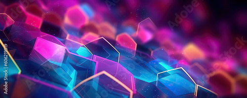 A colorful abstract background with hexagonal shapes created with Generative AI technology