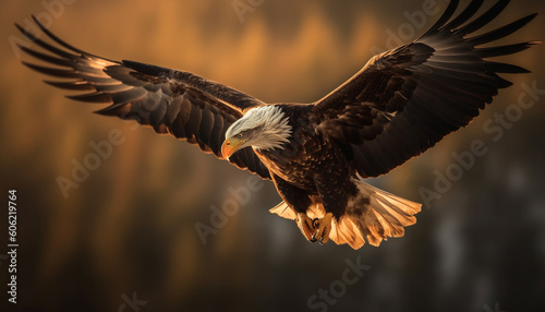 Majestic bird of prey spreads wings in flight generated by AI © Jeronimo Ramos
