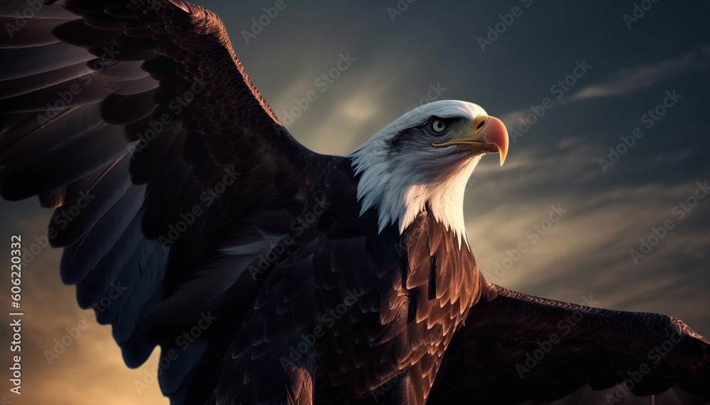 Fototapeta premium Majestic bird of prey soaring in freedom generated by AI