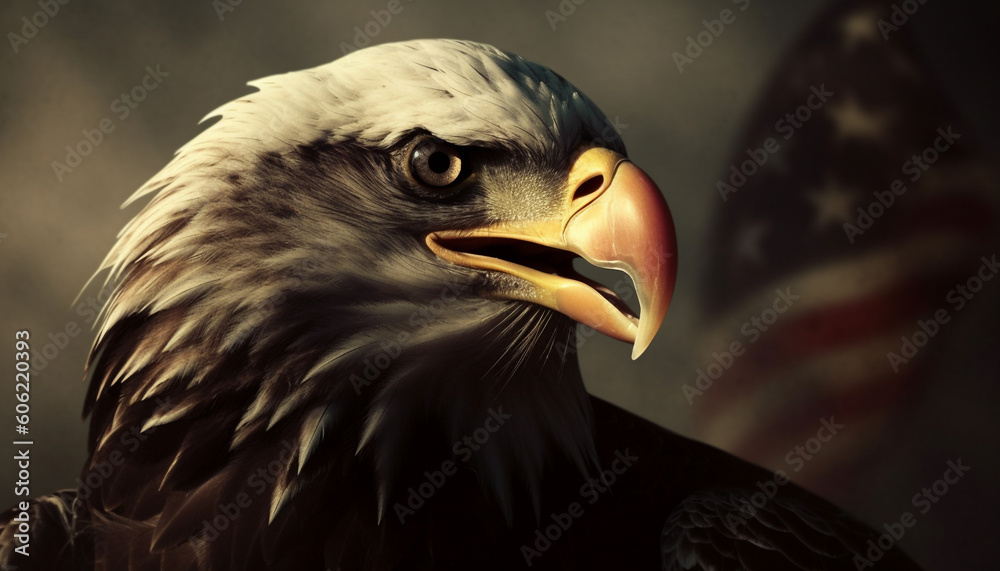 Fototapeta premium Majestic bird of prey perching on branch generated by AI