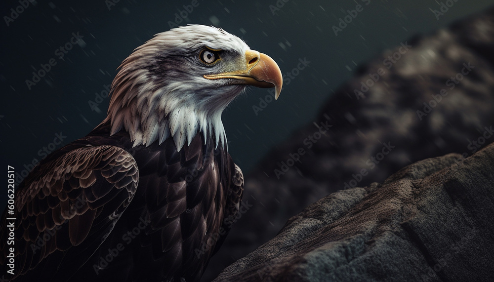 Majestic bird of prey perching in nature generated by AI Majestic bird of prey perching in nature generated by AI