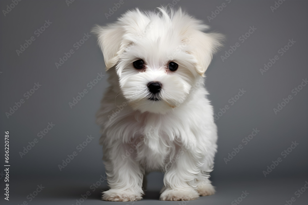 Cute Maltese Terrier puppy portrait studio shot Cute Maltese Terrier puppy portrait studio shot