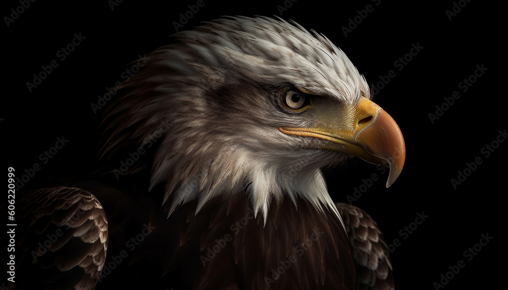 Majestic bald eagle flying with sharp talons generated by AI