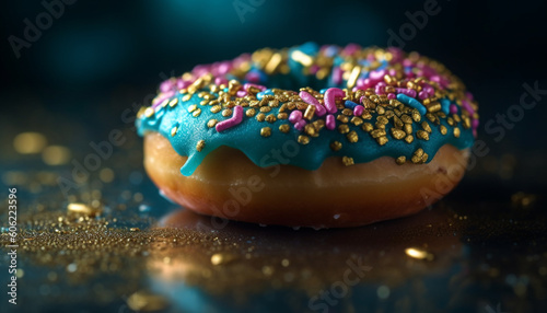 donut with chocolate icing and sprinkles generated by AI