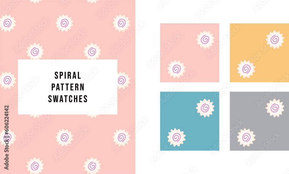 cute spiral seamless pattern swatches vector
