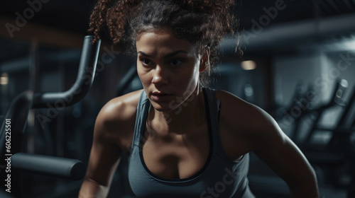 a woman works out at the gym, Generative AI