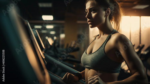 a woman works out at the gym, Generative AI