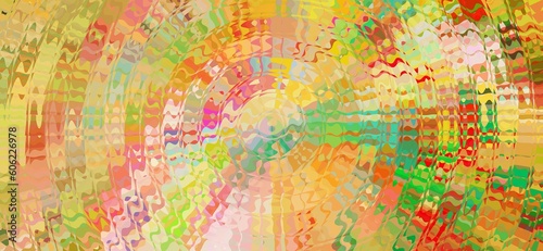 abstract background with a psychedelic pattern of yellow, orange and green © Champ