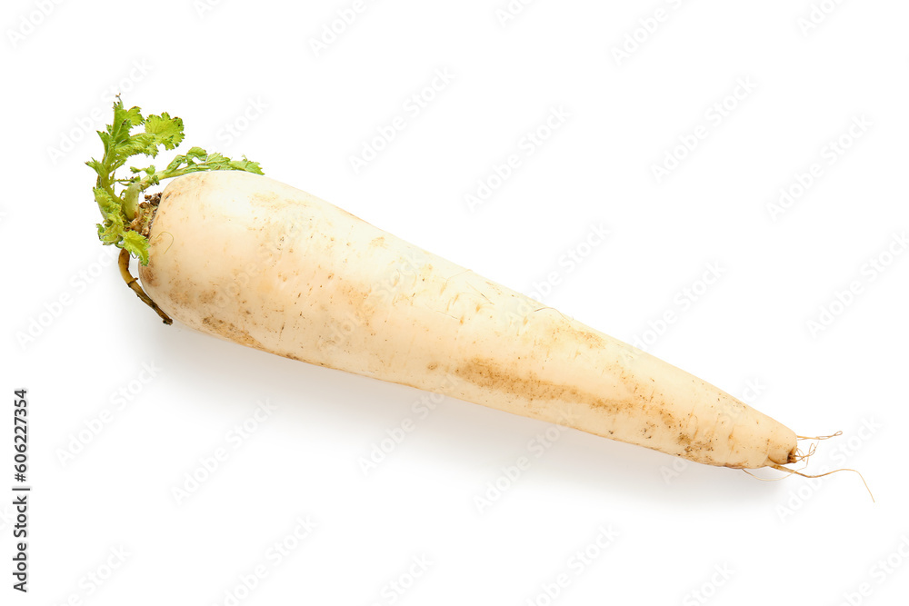 Fresh daikon radish on white background Fresh daikon radish on white background