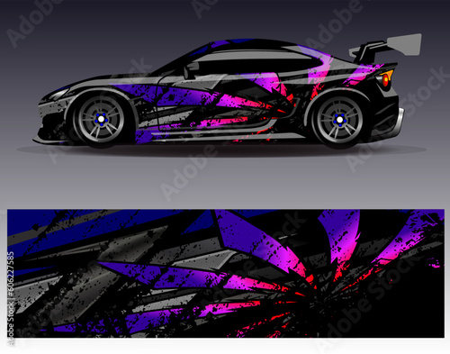 Car wrap design vector.Graphic abstract stripe racing background designs for vehicle  rally  race  adventure and car racing livery