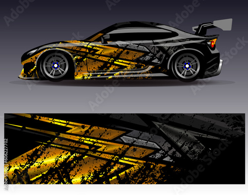 Car wrap design vector.Graphic abstract stripe racing background designs for vehicle, rally, race, adventure and car racing livery