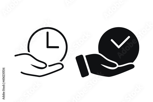 Hand holding time icon. Illustration vector