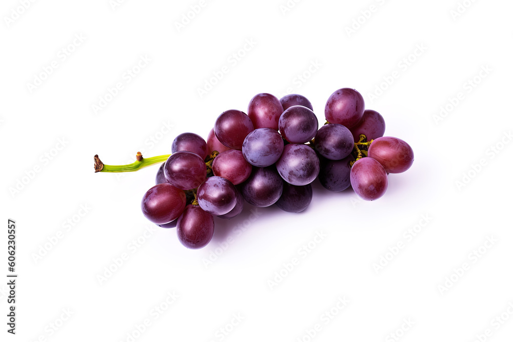 Bunch of ripe red grapes isolated on white background. Created with Generative AI Technology Bunch of ripe red grapes isolated on white background. Created with Generative AI Technology