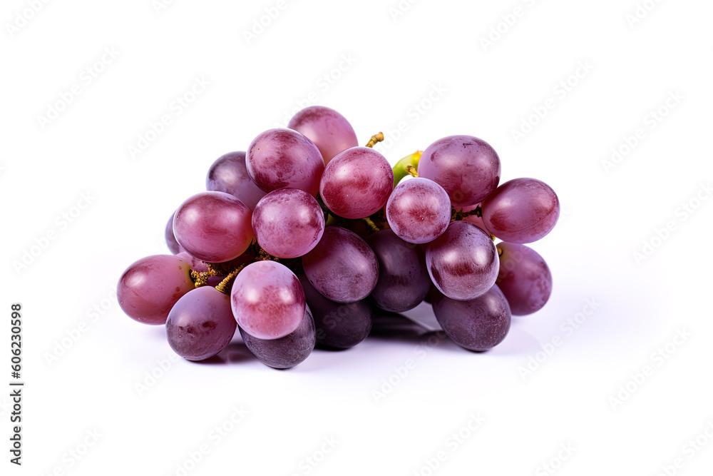 Bunch of ripe red grapes isolated on white background. Created with Generative AI Technology