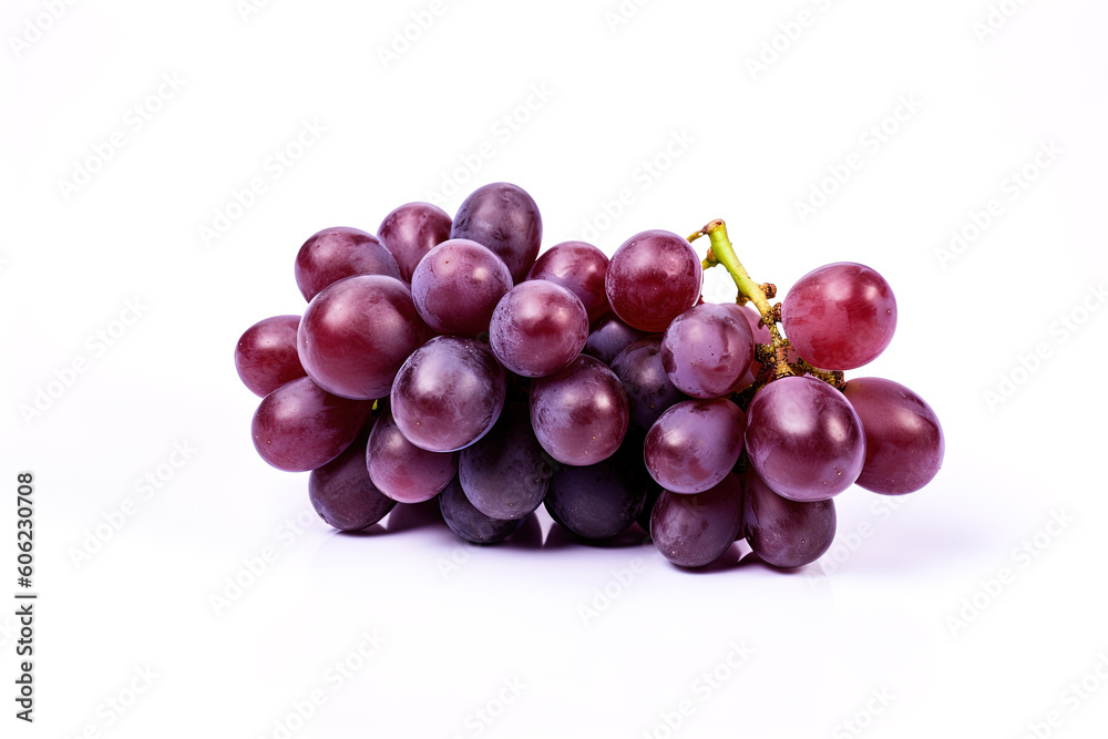 Bunch of ripe red grapes isolated on white background. Created with Generative AI Technology Bunch of ripe red grapes isolated on white background. Created with Generative AI Technology