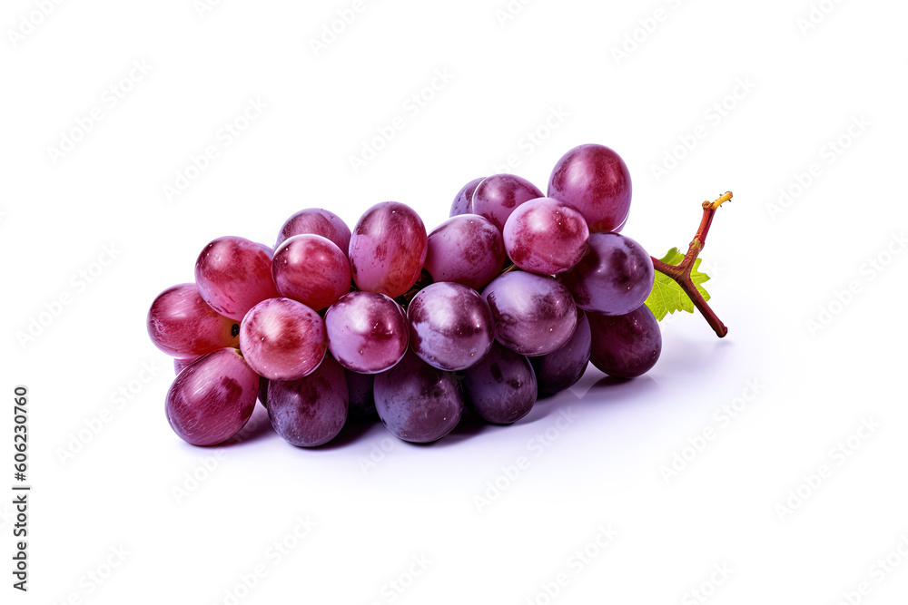 Bunch of ripe red grapes isolated on white background. Created with Generative AI Technology