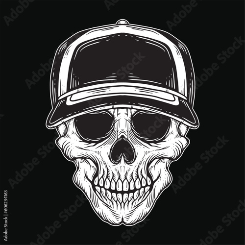 Dark Art Skull Gangster Tattoo Vintage gangsta apparel hand drawing style illustration