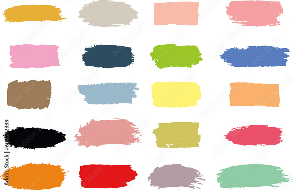 Set of paint brush bursts in multiple colors. can be used for paint industry marketing brochure, flyer, banner. Paint textures in high resolution.