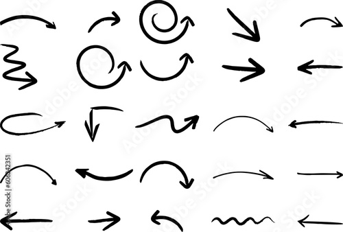 Collection of hand-drawn arrows on white background. can be used in web, poster and banner designing.