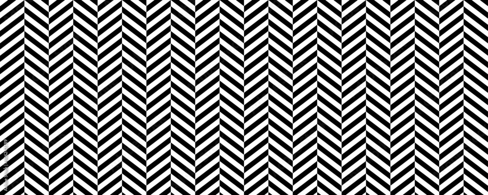 Herringbone seamless pattern. Black and white chevron background. Repeating zigzag texture. Textile or fabric print design swatch. Vector wallpaper