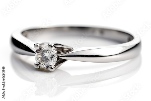 sparkling diamond ring on a plain white background Generative AI