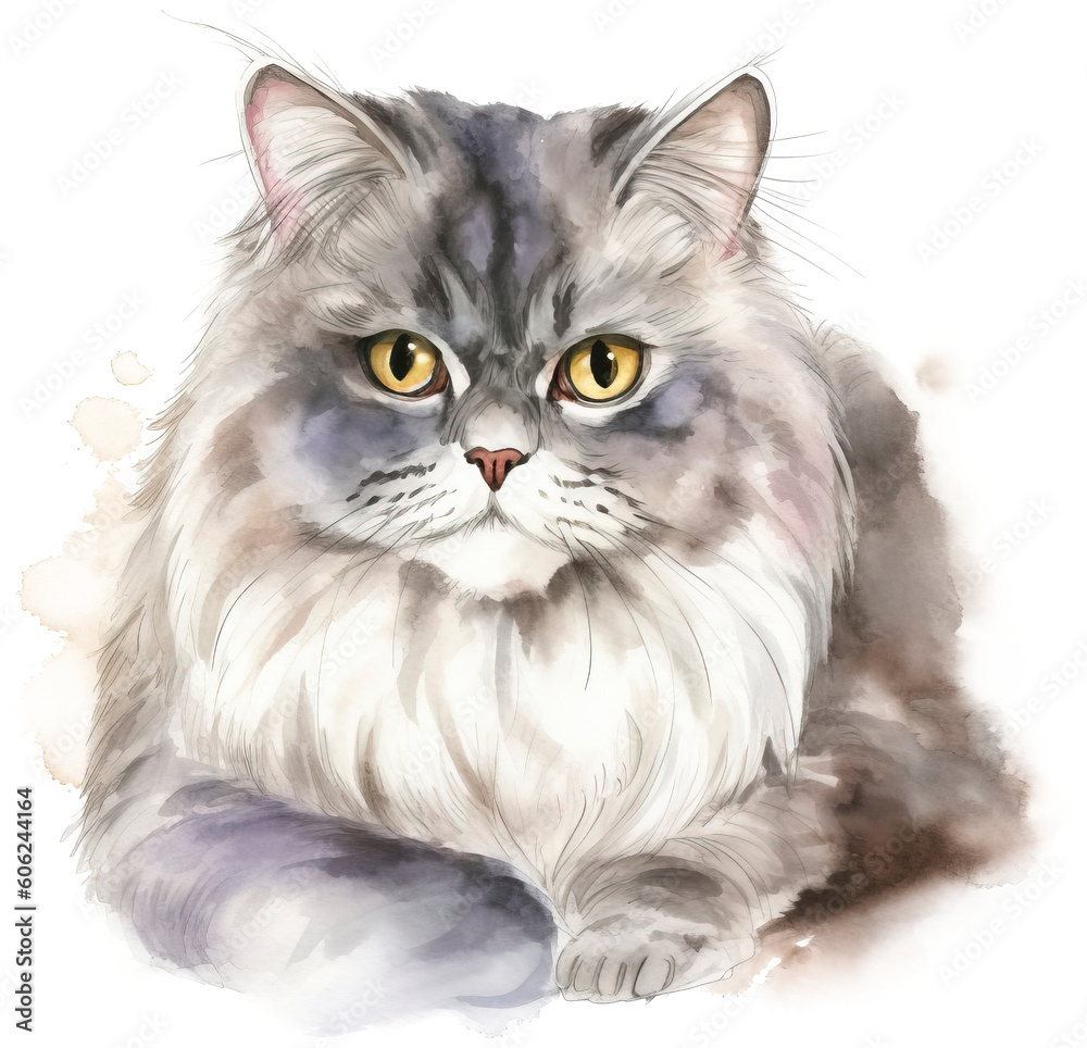 Watercolor cat PNG