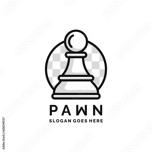 Pawn chess logo design vector illustration