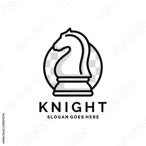Knight chess logo design vector illustration