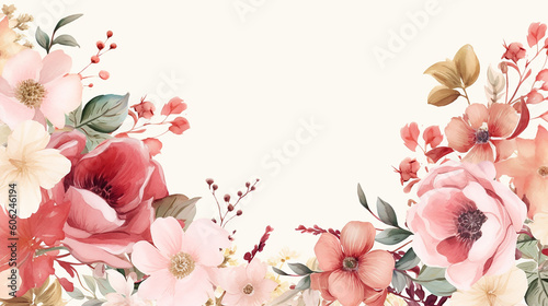 Floral frame watercolor multi purpose background.  photo