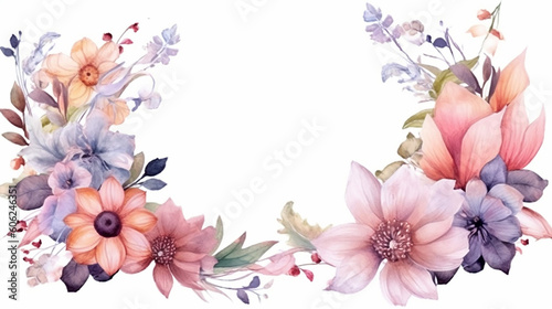 Floral frame watercolor multi purpose background. generative AI