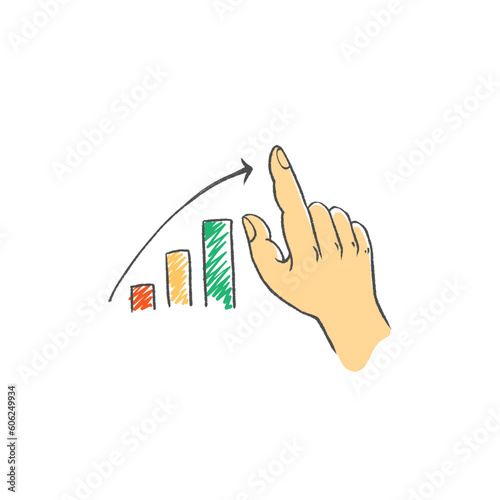 hand illustration concept grow up arrow chart finance