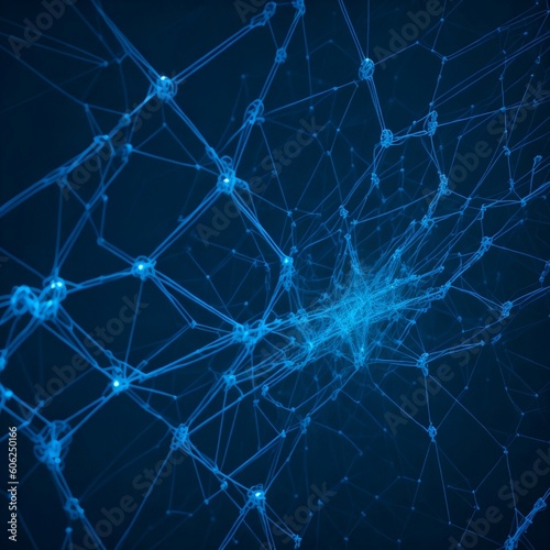 complex network of circuitry, illuminated by a bright blue light, representing cloud and networking created with Generative AI technology 