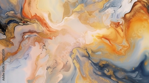 Natural luxury abstract fluid art painting in alcohol ink. 