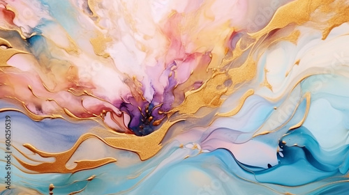 Natural luxury abstract fluid art painting in alcohol ink. Generative AI