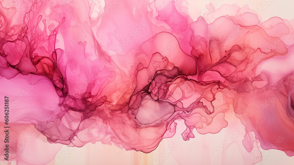 Pink alcohol ink elegant looking abstract ink flower. 