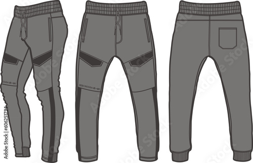 Jogger design template, Active wear waist elastic drawstring