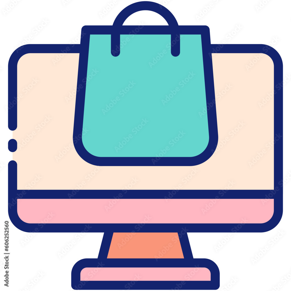 E-commerce Icon Set with Outline Color Style E-commerce Icon Set with Outline Color Style