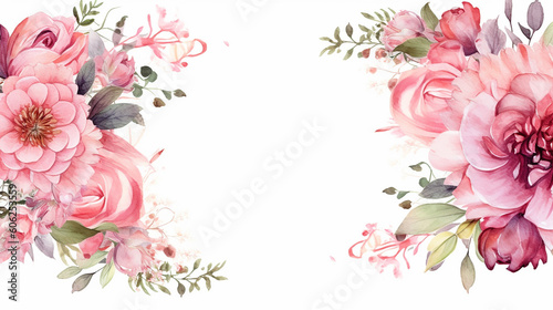 watercolor floral frame multi purpose on white background.