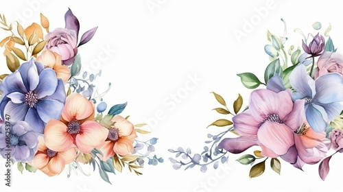 watercolor floral frame multi purpose background on white