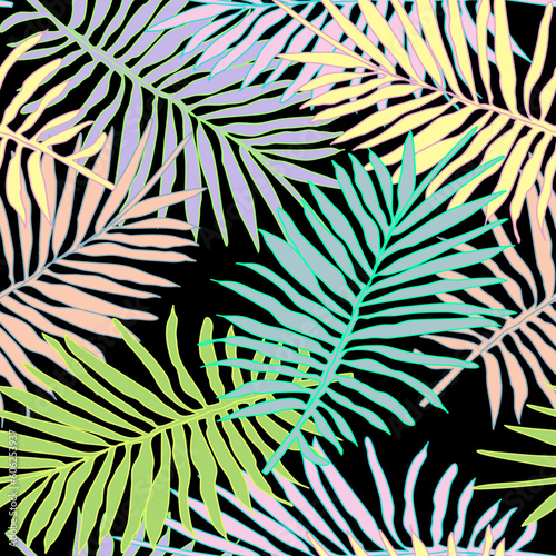 Tropical Leaf Wallpaper, elegant natural leaf pattern design, palm leaf art, hand drawn outline design for fabric, print, cover, banner and invitation, tropical print, vector illustration