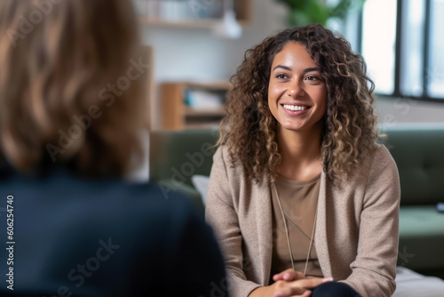 Female counselor demonstrating empathy during a breakthrough session with a client, highlighting the importance of mental health support and therapeutic communication, generative ai