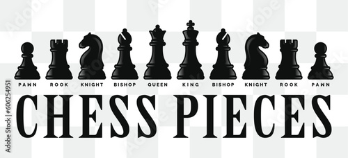 Chess pieces icon set isolated on white background