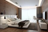 Minimal style bedroom, living room, toilet, bathroom. Generative ai