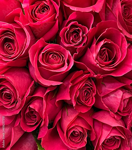 Full frame view of a bouquet of red roses