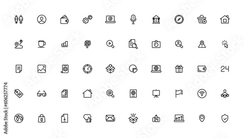 Digital Marketing web icons in line style. Social, networks, feedback, communication, marketing, ecommerce.